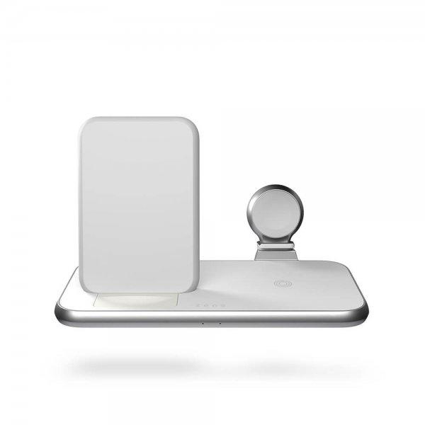 Zens 4 in 1 Stand+Watch Trådløs Charger Aluminium Hvit