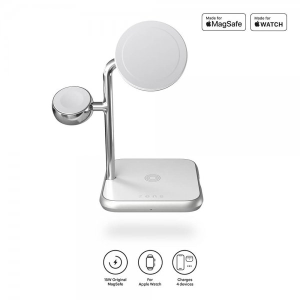 Zens 4-in-1 MagSafe + Watch Trådløs Charging Station Hvit