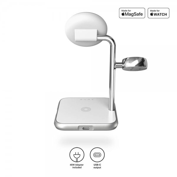 Zens 4-in-1 MagSafe + Watch Trådløs Charging Station Hvit