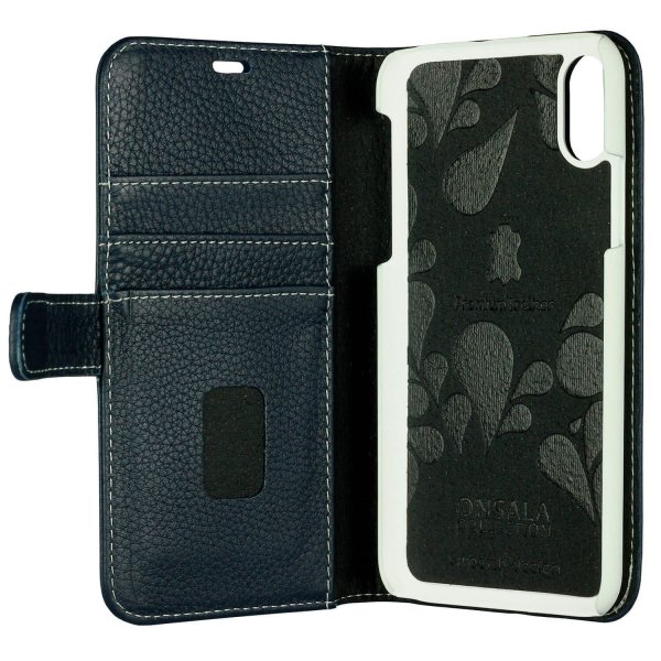 Onsala iPhone X/Xs Etui Ekte Skinn Blå