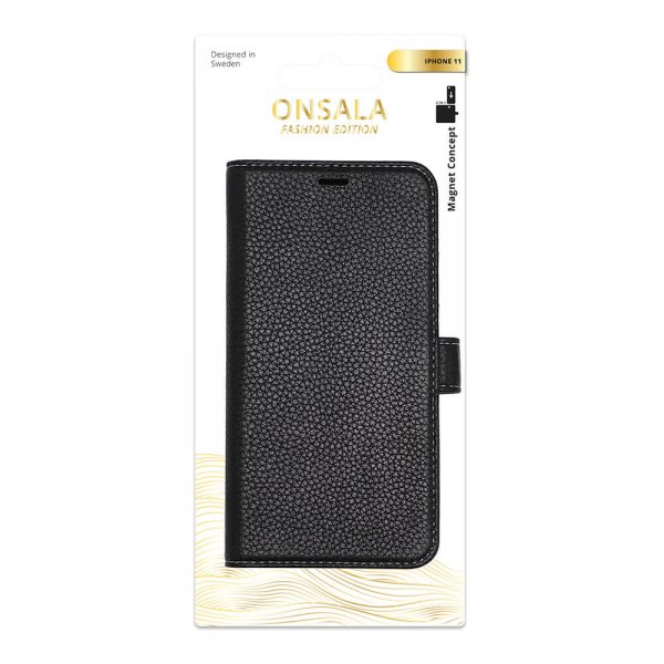 Onsala iPhone 11 Etui Ekte Skinn Svart