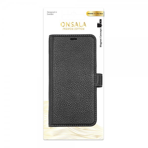 Onsala iPhone 11 Pro Max Etui Ekte Skinn Svart