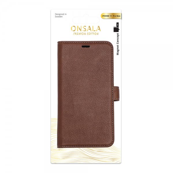 Onsala iPhone 11 Pro Max Etui Ekte Skinn Brun
