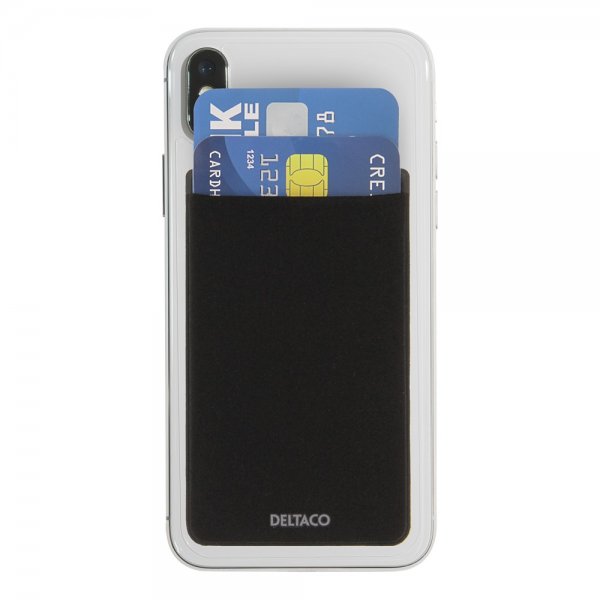 Deltaco Adhesive Card Holder RFID Black