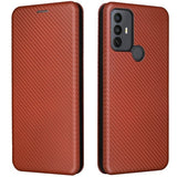 TCL 30E/30 SE/305/306 Etui Karbonfibertekstur Brun