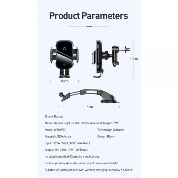 Baseus Light Electric Holder Wireless Charger