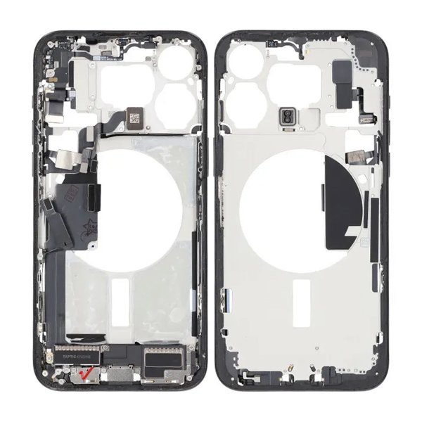 Midtramme med smådeler for iPhone 15 Pro Max - svart titan OEM