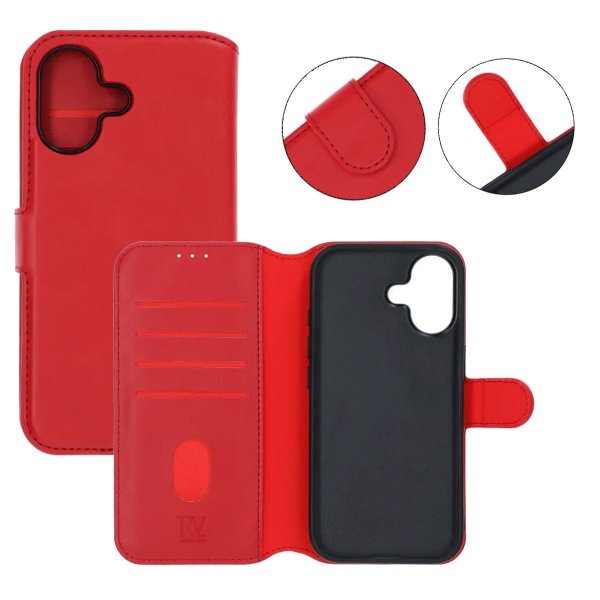 Rvelon iPhone 17 Etui 4 Kortlomme Avtakbart deksel Rød
