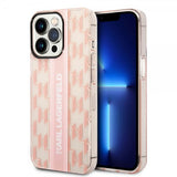 Karl Lagerfeld iPhone 14 Pro Deksel Monogram Vertical Stripe Rosa