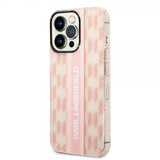Karl Lagerfeld iPhone 14 Pro Deksel Monogram Vertical Stripe Rosa