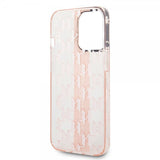 Karl Lagerfeld iPhone 14 Pro Deksel Monogram Vertical Stripe Rosa
