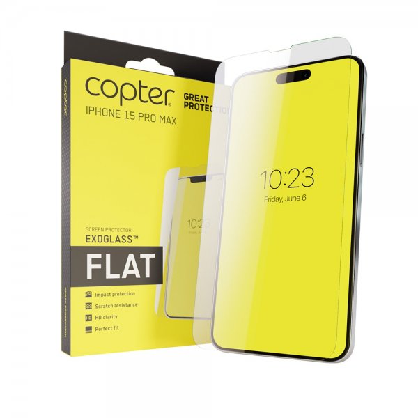 Copter iPhone 15 Pro Max Skjermbeskytter Exoglass Flat