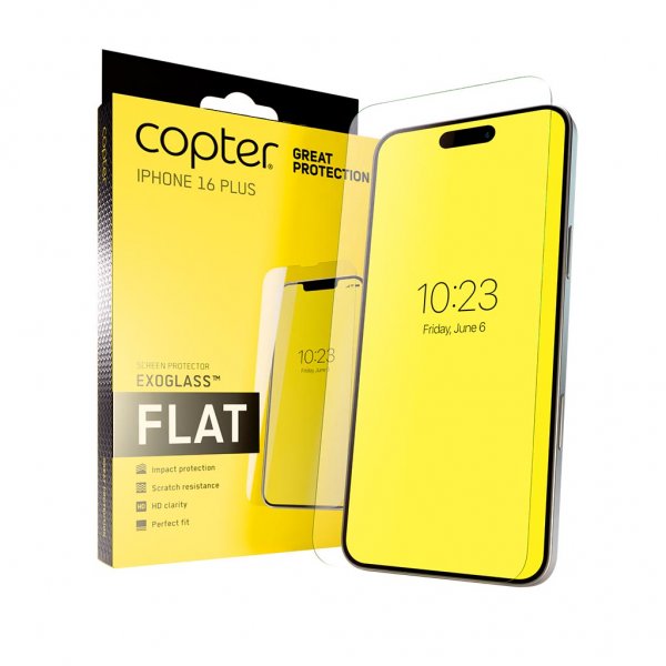 Copter iPhone 16 Plus Skjermbeskytter Exoglass Flat