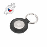 Fixed Apple AirTag Holder Real Leather Keychain Case Svart