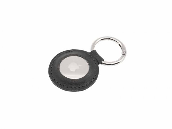 Fixed Apple AirTag Holder Real Leather Keychain Case Svart