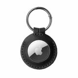 Fixed Apple AirTag Holder Real Leather Keychain Case Svart