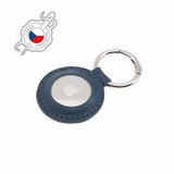 Fixed Apple AirTag Holder Real Leather Keychain Case Blå