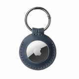 Fixed Apple AirTag Holder Real Leather Keychain Case Blå