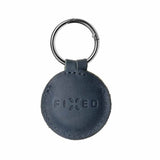Fixed Apple AirTag Holder Real Leather Keychain Case Blå