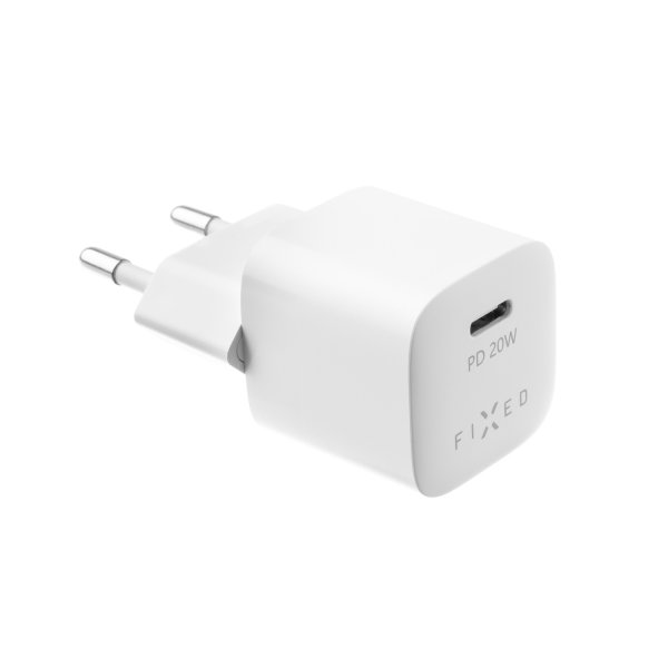 Fixed Lader med Kabel Mini PD Travel Charger Kit USB-C/USB-C 20W Hvit