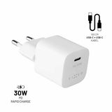 Fixed Lader med Kabel Mini PD Travel Charger Kit USB-C/USB-C 30W Hvit