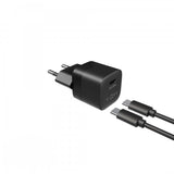 Fixed Lader med Kabel Mini PD Travel Charger Kit USB-C/USB-C 20W Svart