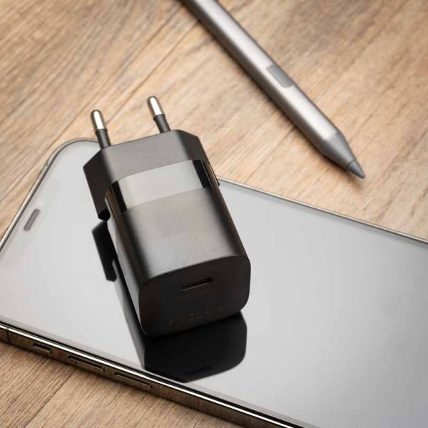 Fixed Lader med Kabel Mini PD Travel Charger Kit USB-C/Lightning 20W Svart