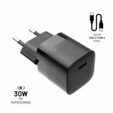 Fixed Lader med Kabel Mini PD Travel Charger Kit USB-C/USB-C 30W Svart
