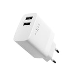 Fixed Lader med Lightning-kabel 1m 2xUSB-A 17W Hvit