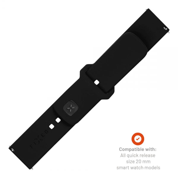 Fixed Samsung Galaxy Watch 20mm Armbånd Silicone Sporty Strap Svart