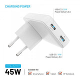 Fixed Reise Lader Slim Traveller 2xUSB-C 45W