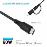 Fixed Kabel 2in1 USB-C/Lightning 60W 1.2m Svart