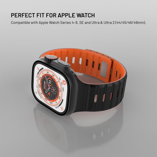Fixed Apple Watch 42/44/45/46mm Armbånd Silicone Magnetic Strap Svart