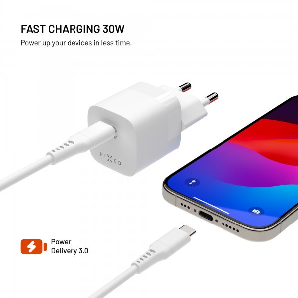 Fixed Lader Mini PD 30W GaN USB-C Hvit
