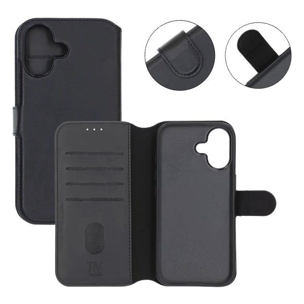 Rvelon iPhone 17 Etui 4 Kortlomme Avtakbart deksel Svart