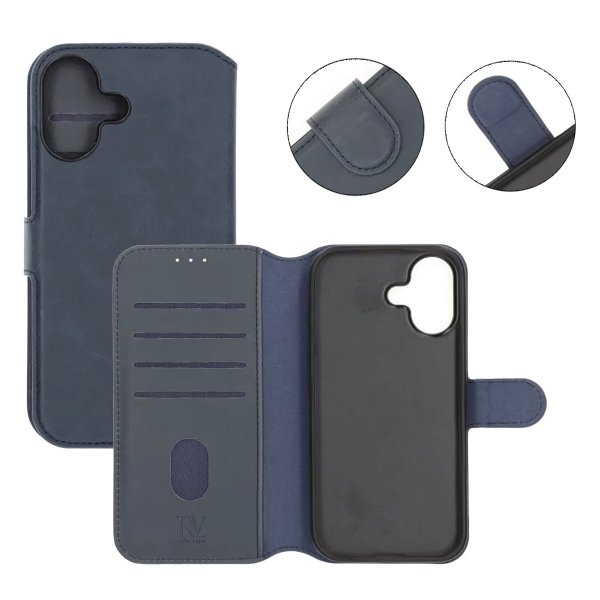 Rvelon iPhone 17 Etui 4 Kortlomme Avtakbart deksel Blå