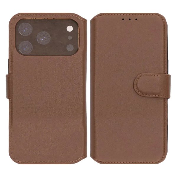 Rvelon iPhone 17 Pro Etui Ekte Skinn Brun