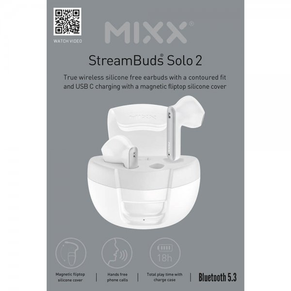 Mixx Hodetelefoner StreamBuds Solo 2 TWS Hvit
