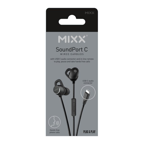 Mixx Kablede Hodetelefoner SoundPort USB-C Svart