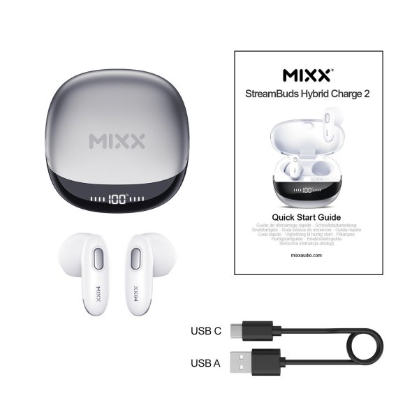 Mixx Trådløse Hodetelefoner StreamBuds Hybrid Charge 2 Hvit