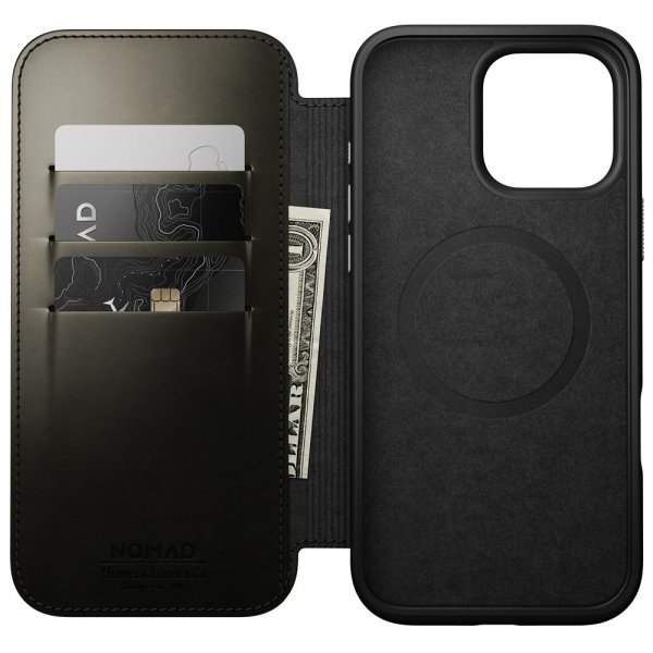 Nomad iPhone 16 Pro Max Etui Modern Leather Folio Horween Green Chrome