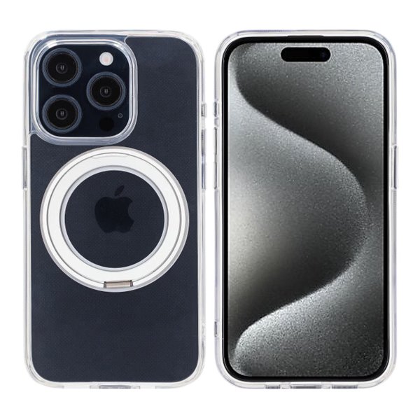 iPhone 15 Pro Deksel Roterbart Stativ Transparent