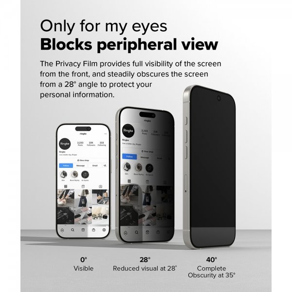 Ringke iPhone 16 Pro Skjermbeskytter Easy Slide Privacy 2-pakning