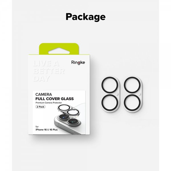 Ringke iPhone 16/iPhone 16 Plus Kamerabeskytter Camera Protector Glass 2-pakning