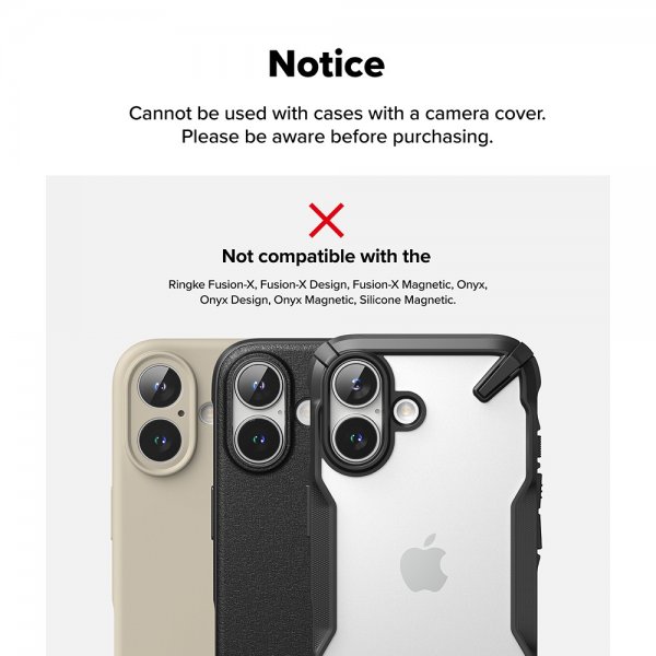 Ringke iPhone 16/iPhone 16 Plus Kamerabeskytter Camera Protector Glass 2-pakning