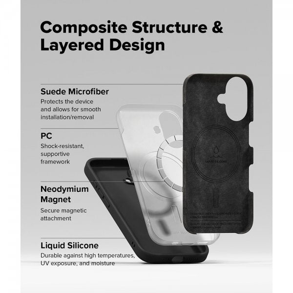 Ringke iPhone 16 Deksel Silicone Magnetic Svart