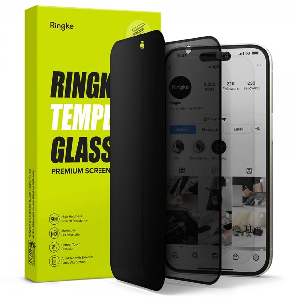 Ringke iPhone 15 Skjermbeskytter Privacy Tempered Glass Installation Jig