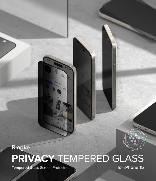 Ringke iPhone 15 Skjermbeskytter Privacy Tempered Glass Installation Jig