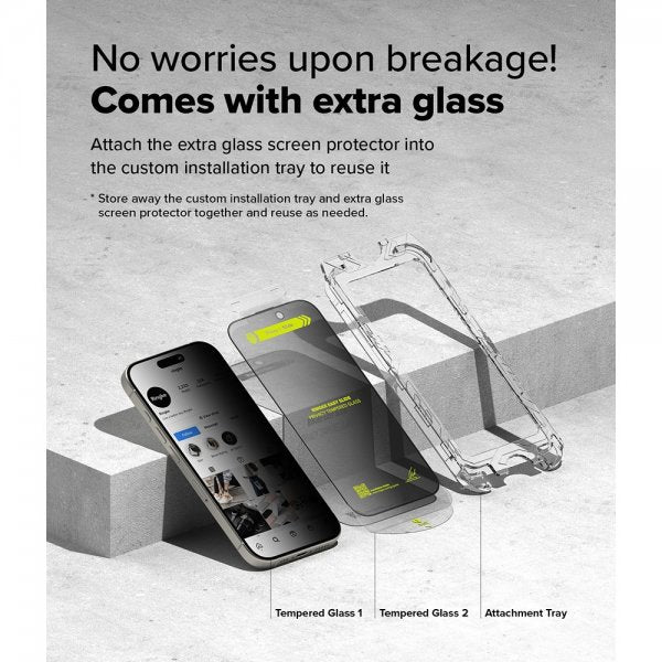 Ringke iPhone 16 Pro Max Skjermbeskytter Easy Slide Privacy 2-pakning