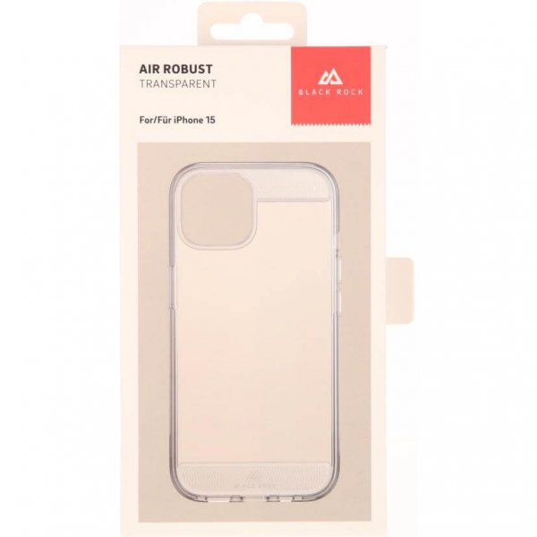 Black Rock iPhone 15 Deksel Air Robust Case Transparent
